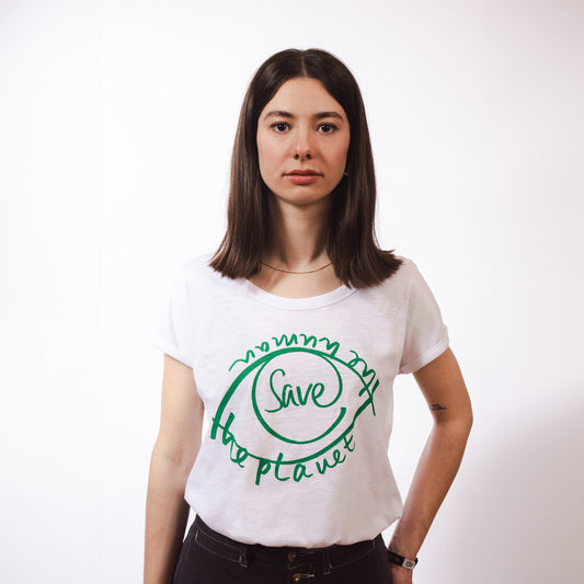 Amnesty (T-Shirt mit U-Ausschnitt Save The Planet Save The Human)