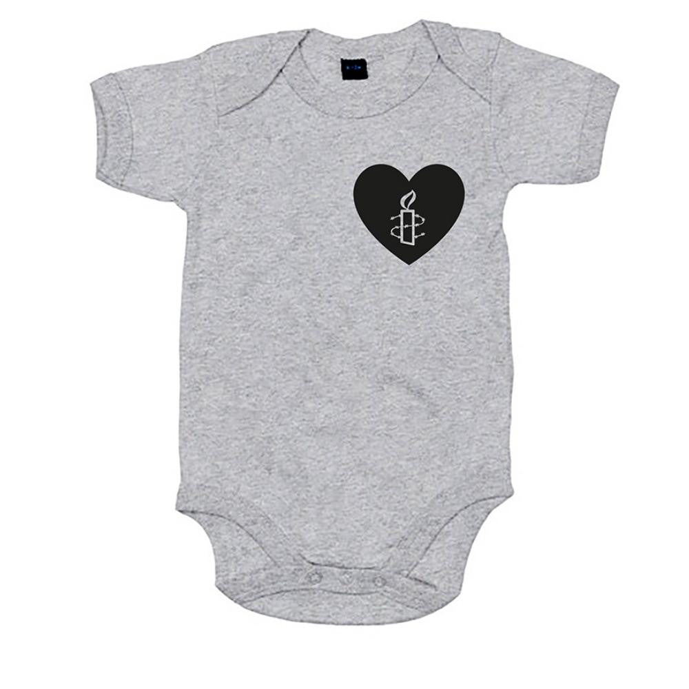 Amnesty (Baby-Body Herz grau-meliert/Herz schwarz)