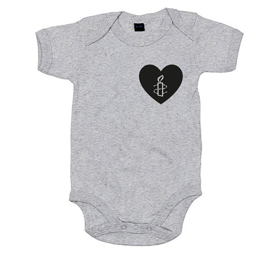 Amnesty (Baby-Body Herz grau-meliert/Herz schwarz)