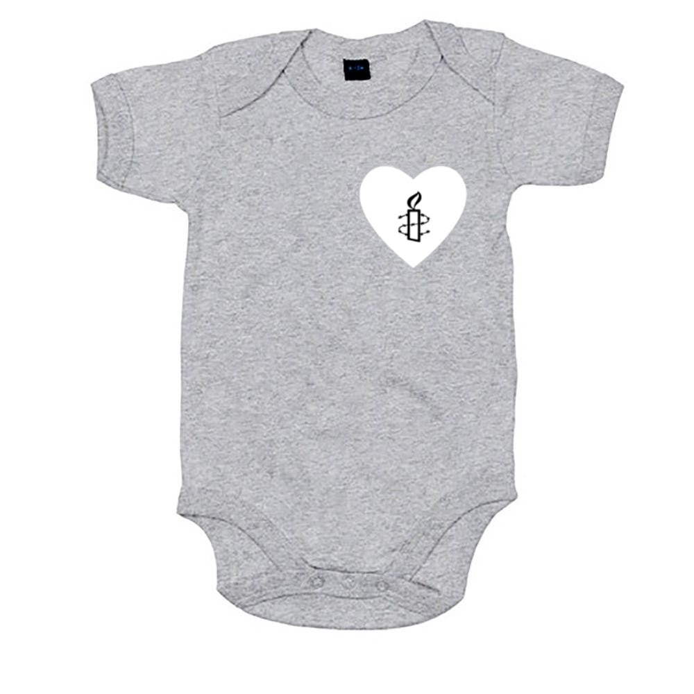 Amnesty (Baby-Body Herz grau-meliert/Herz weiß)