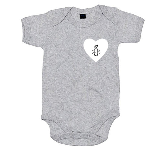 Amnesty (Baby-Body Herz grau-meliert/Herz weiß)